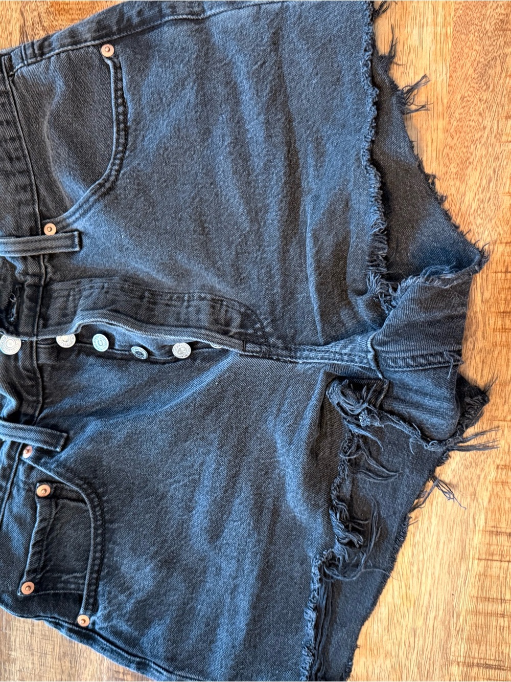 Levi's Black Distressed High-Rise Jean Shorts size 31